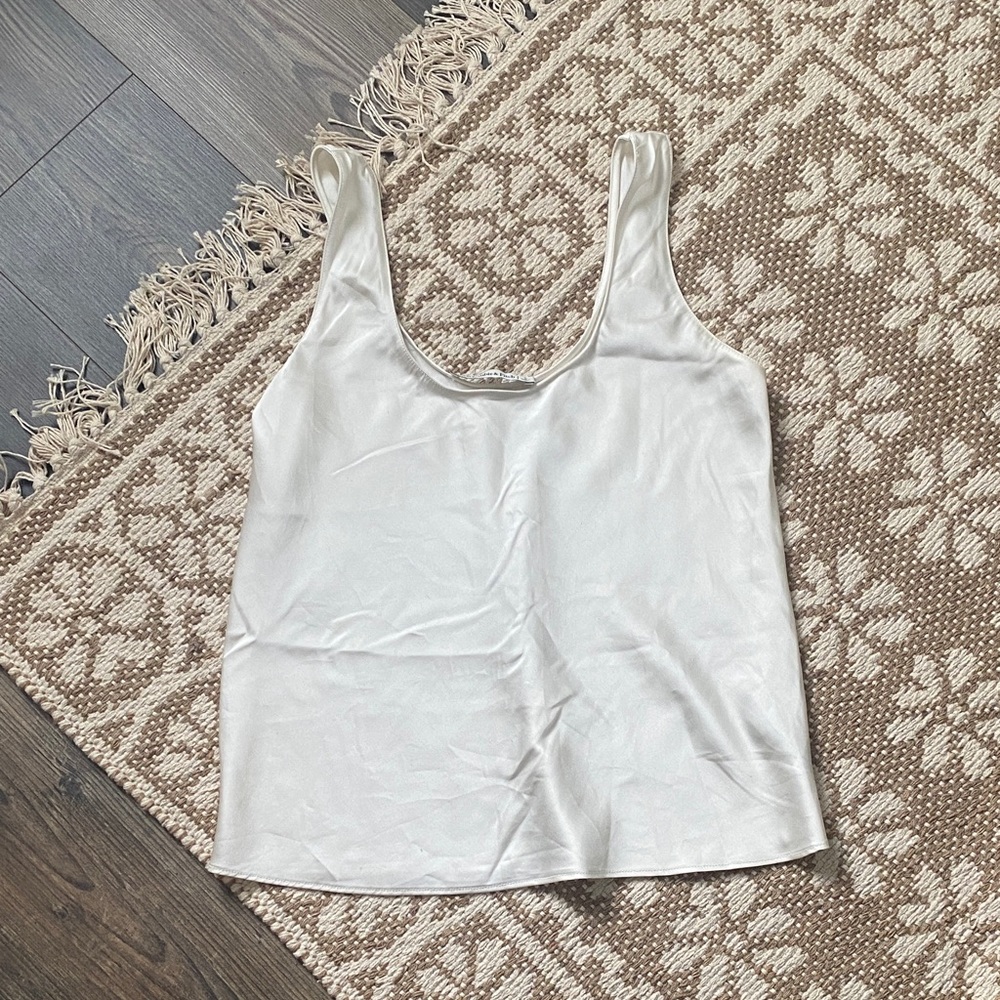 A&F Satin Cream Scoop Neck Tank